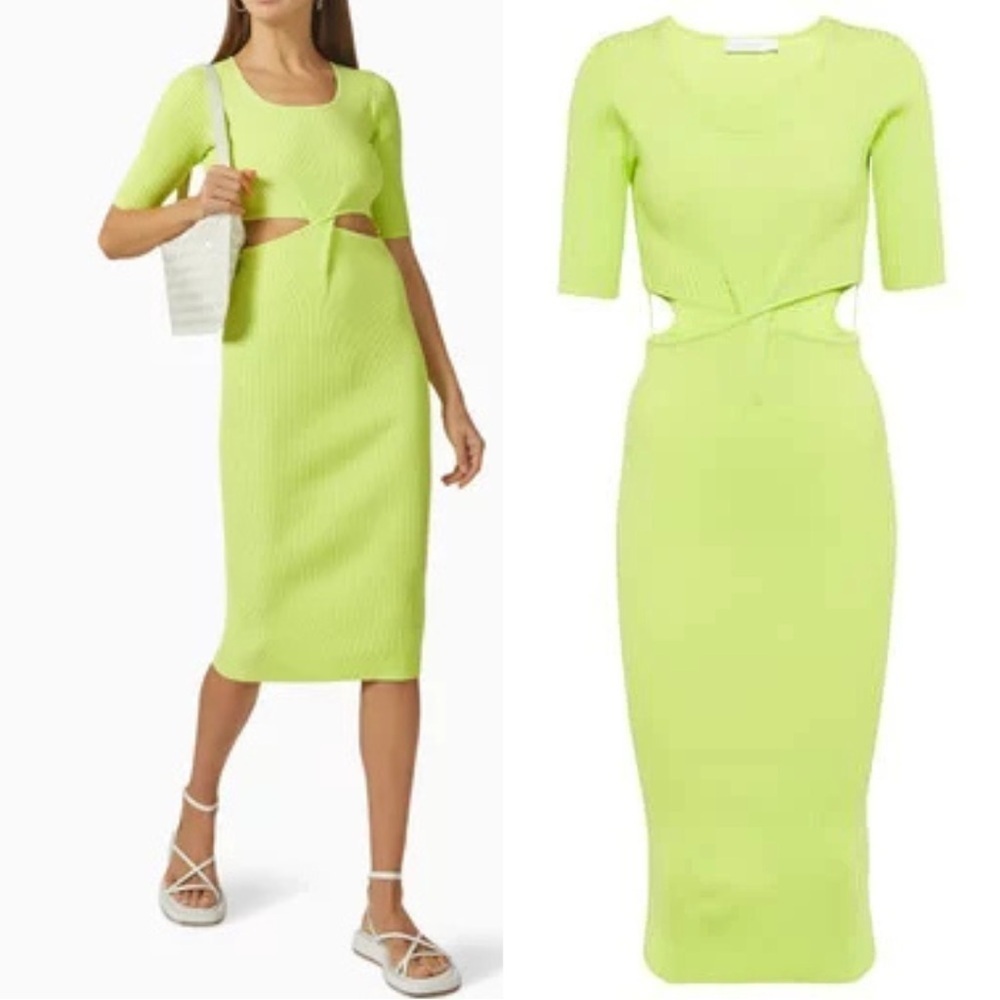 Jonathan Simkhai Collette Lemongrass Cutout Rib Knit Midi Dress - Picture 8 of 8